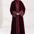 3 Piece - Maroon Velvet Abaya