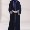 3 Piece - Navy Blue Velvet Abaya