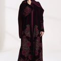 3 Piece - Plum Velvet Abaya