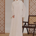 White Leaf Petal Embroidered Abaya