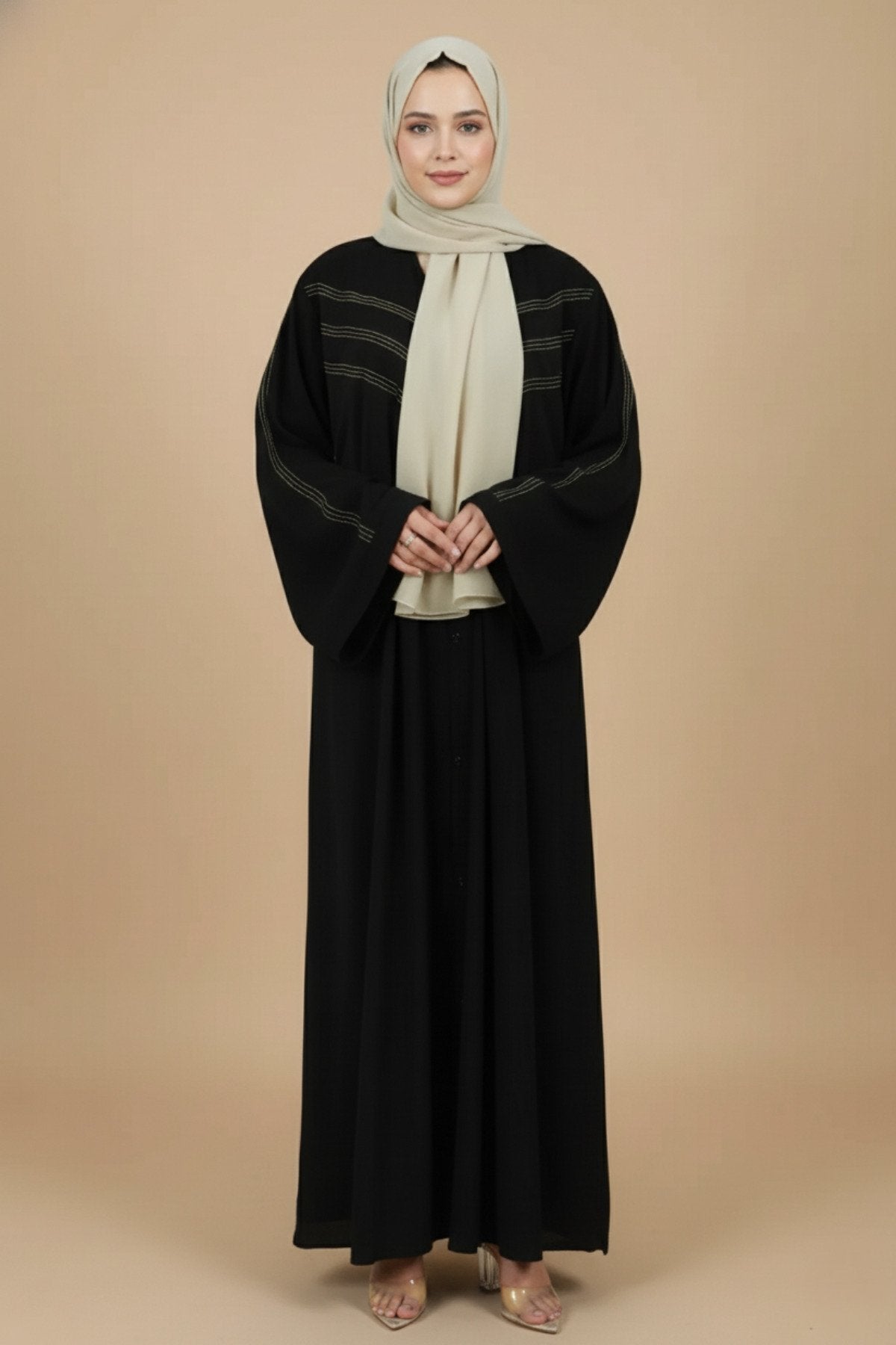 Anchor Embroidered Black Abaya