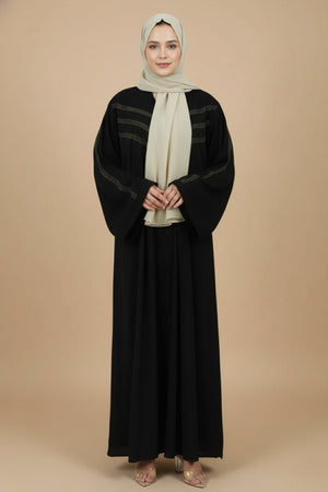 Anchor Embroidered Black Abaya