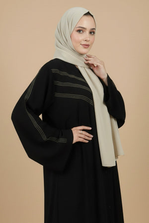 Anchor Embroidered Black Abaya
