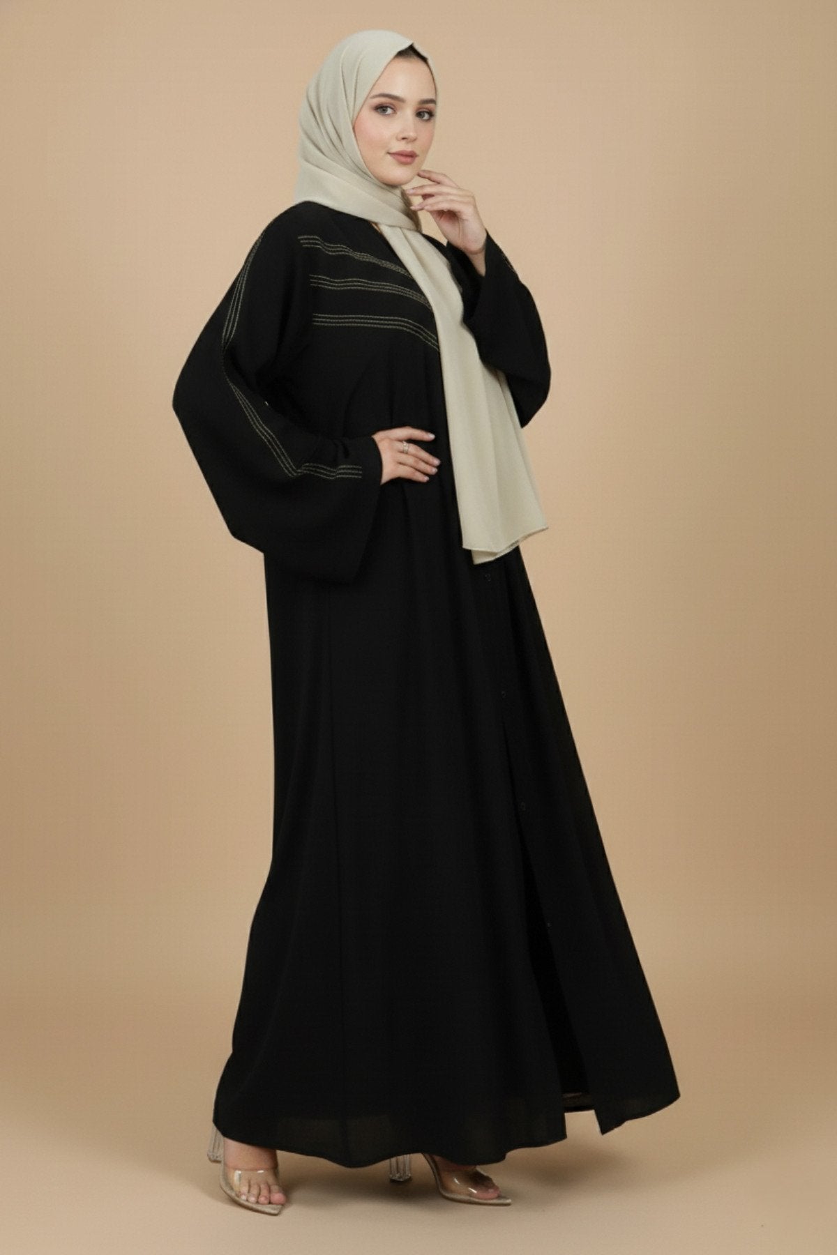 Anchor Embroidered Black Abaya