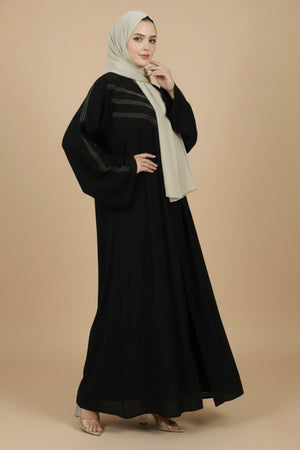 Anchor Embroidered Black Abaya
