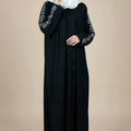 Ancient Pattern Embroidered Gathered Abaya