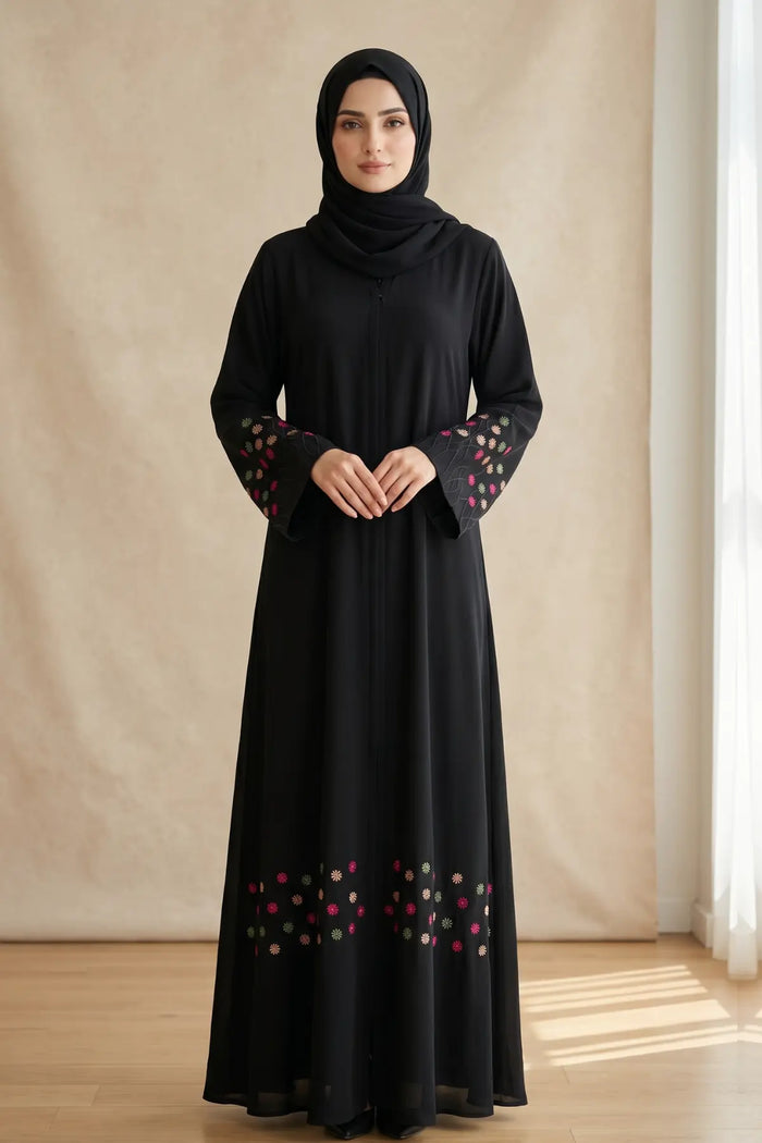 Black Flourish Abaya