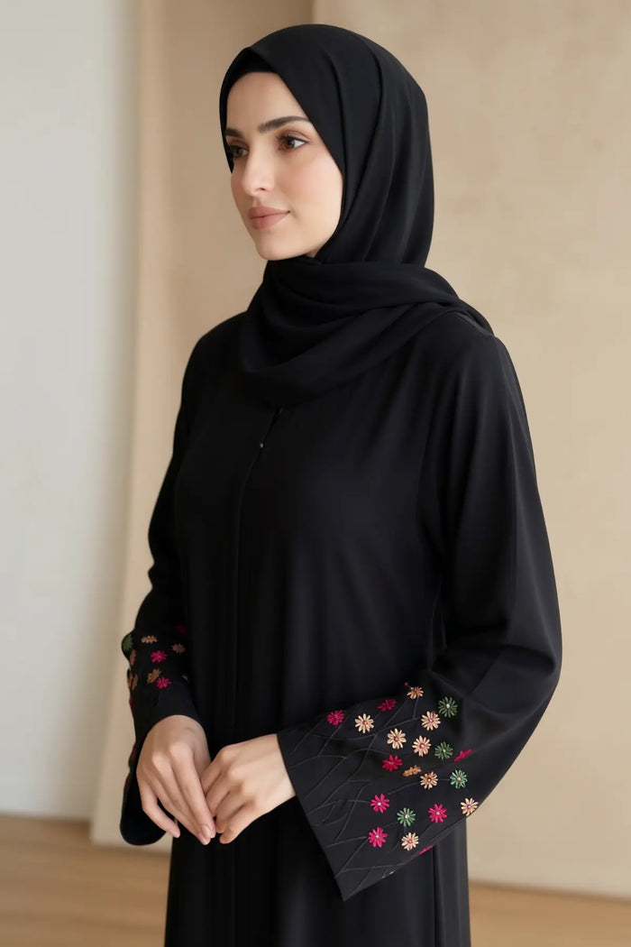 Black Flourish Abaya
