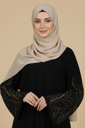 Black Autumn Tree Embroidered Abaya