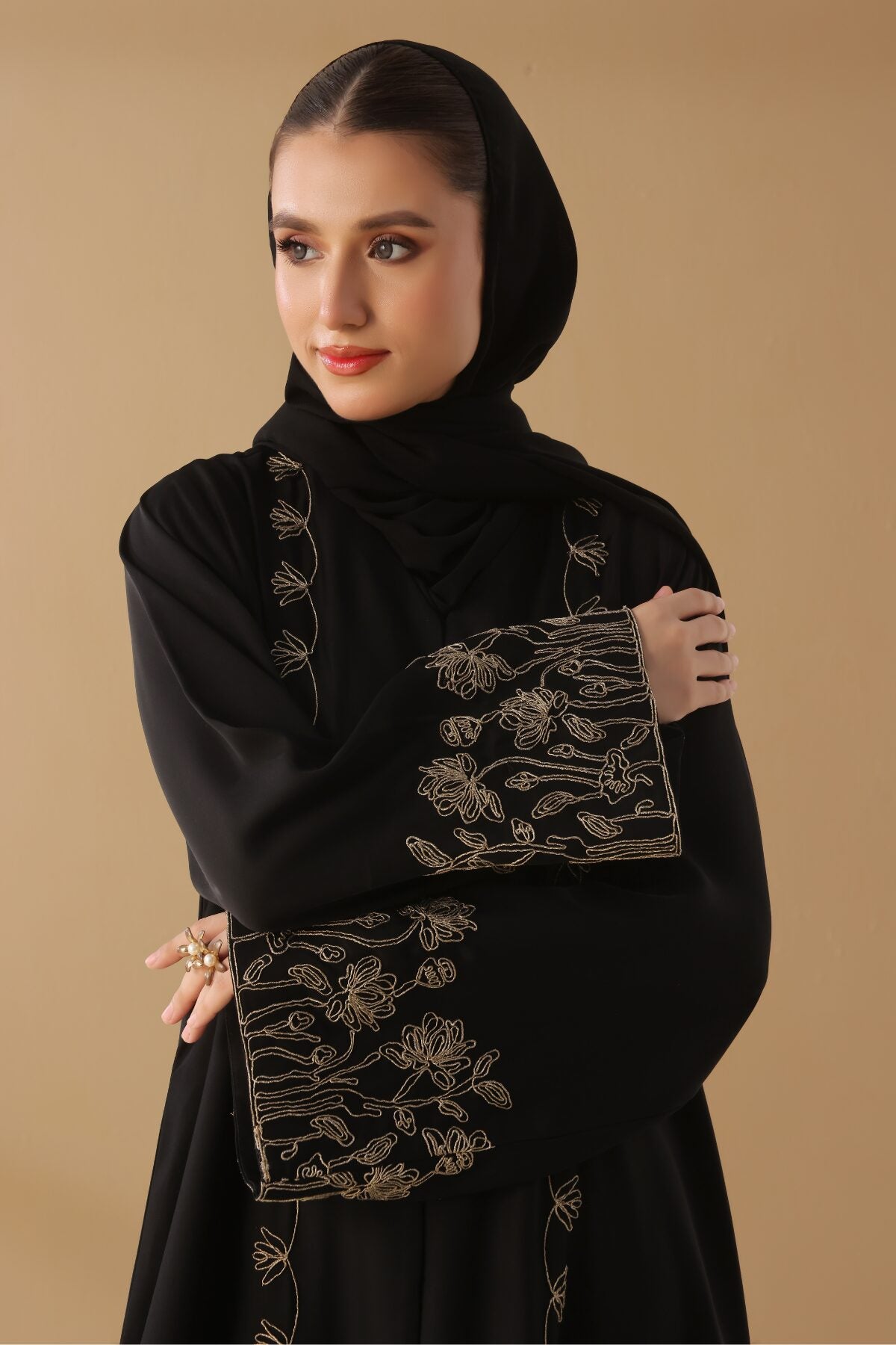 Black Cord Embroidered Abaya
