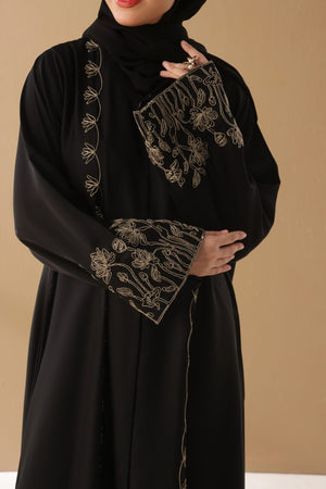 Black Cord Embroidered Abaya