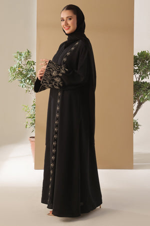 Black Cord Embroidered Abaya