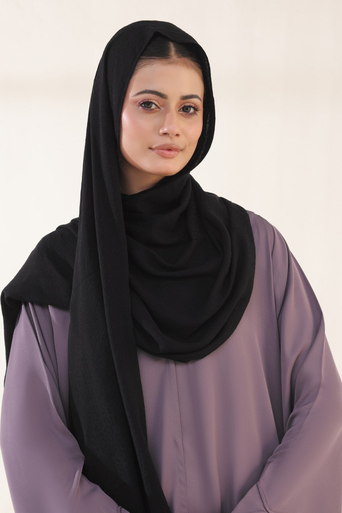 Black Embossed Georgette Hijab
