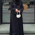 Black Half Drop Beaded Abaya