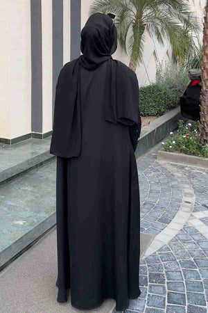 Black Half Drop Beaded Abaya
