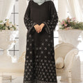 Black Leaf Petal Embroidered Abaya
