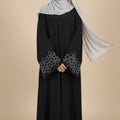 Black Multi Beaded A-Line Abaya