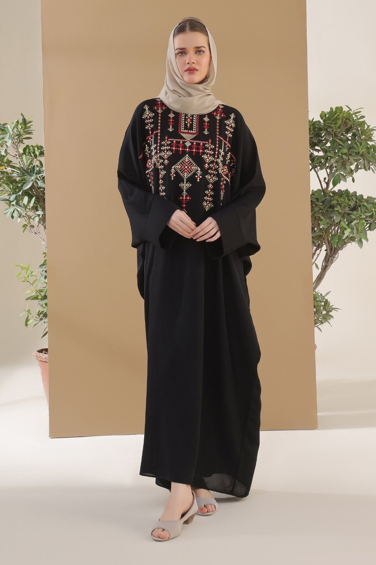 Black Tatreez Kaftan