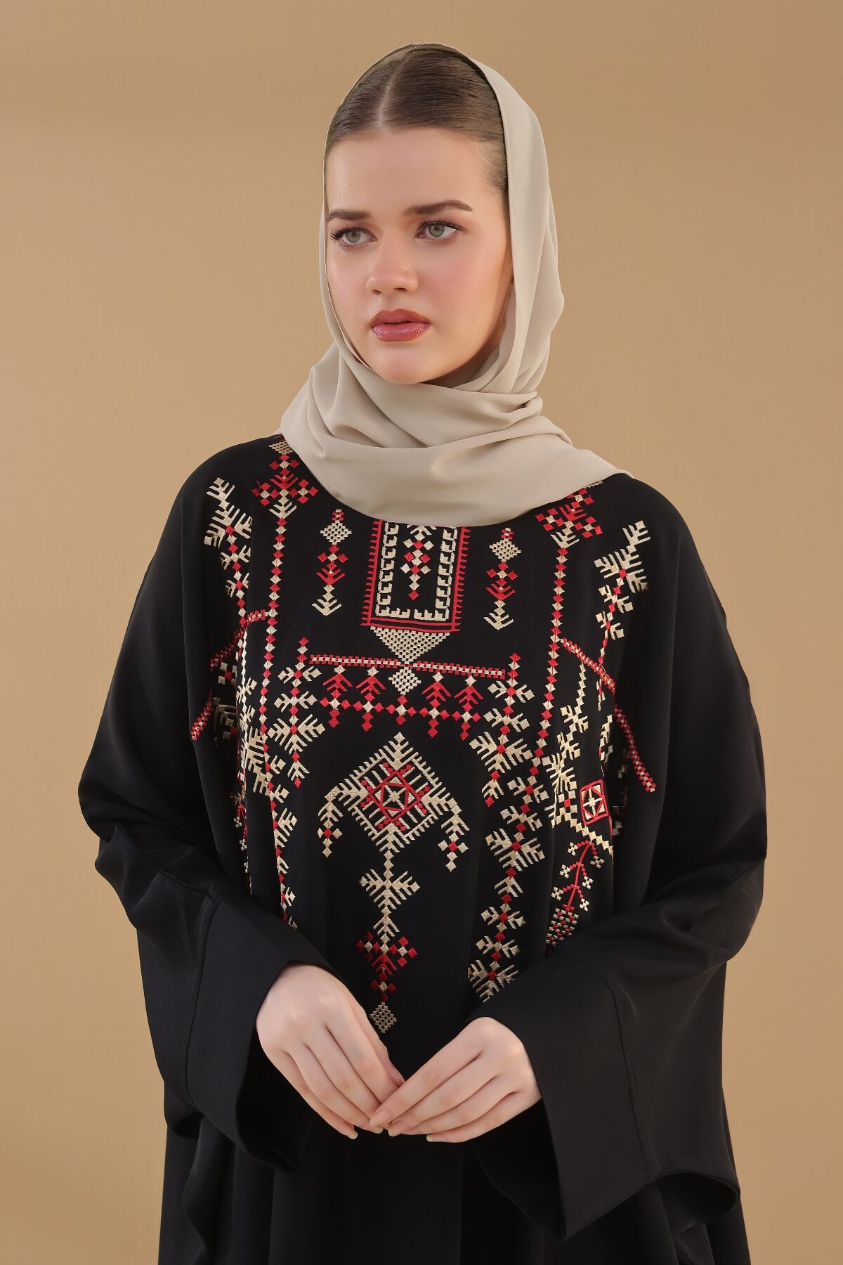 Black Tatreez Kaftan