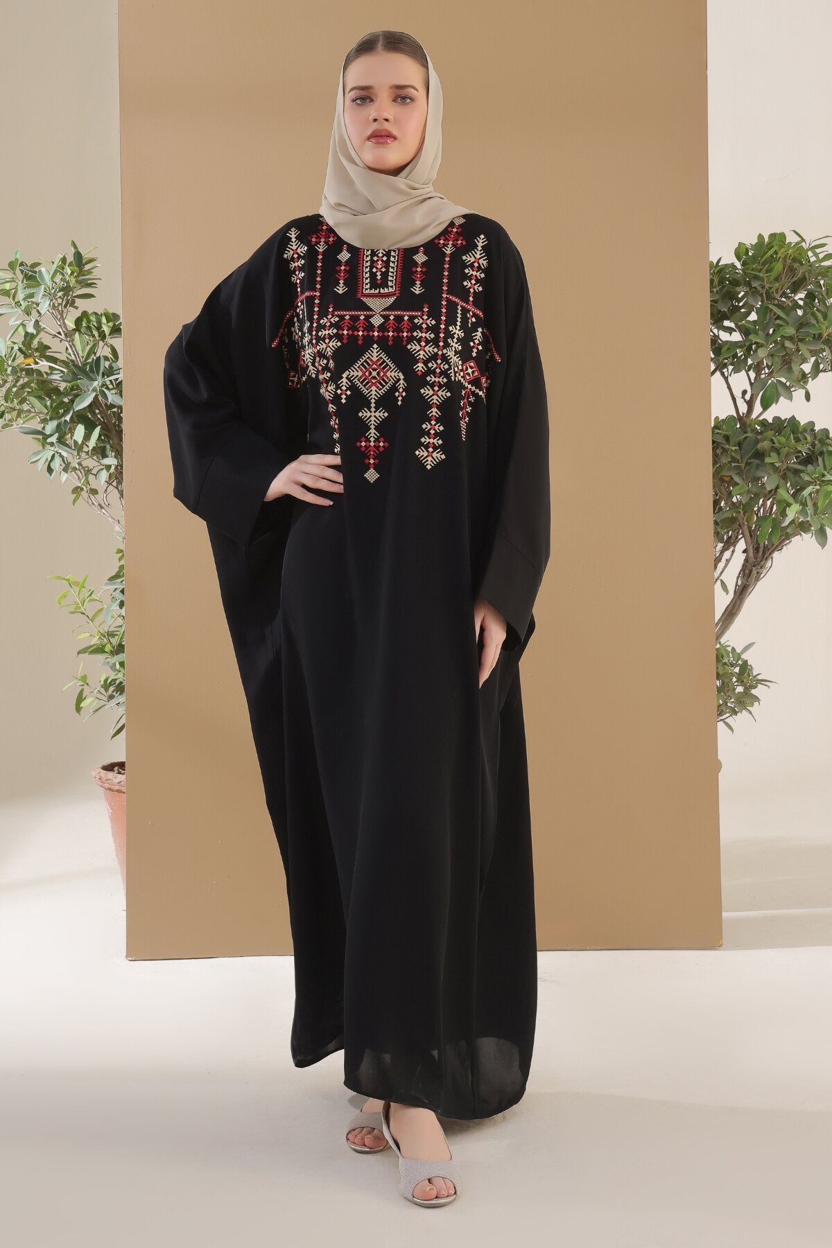 Black Tatreez Kaftan