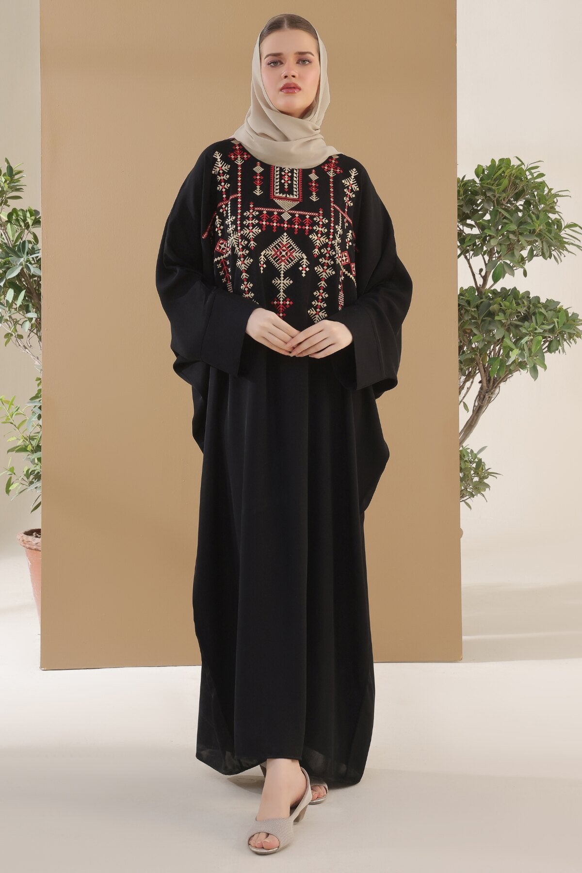 Black Tatreez Kaftan