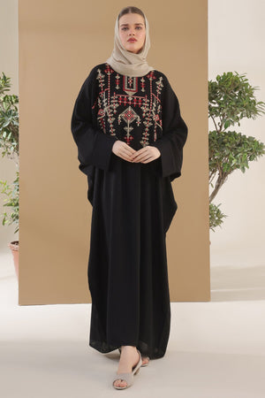 Black Tatreez Kaftan