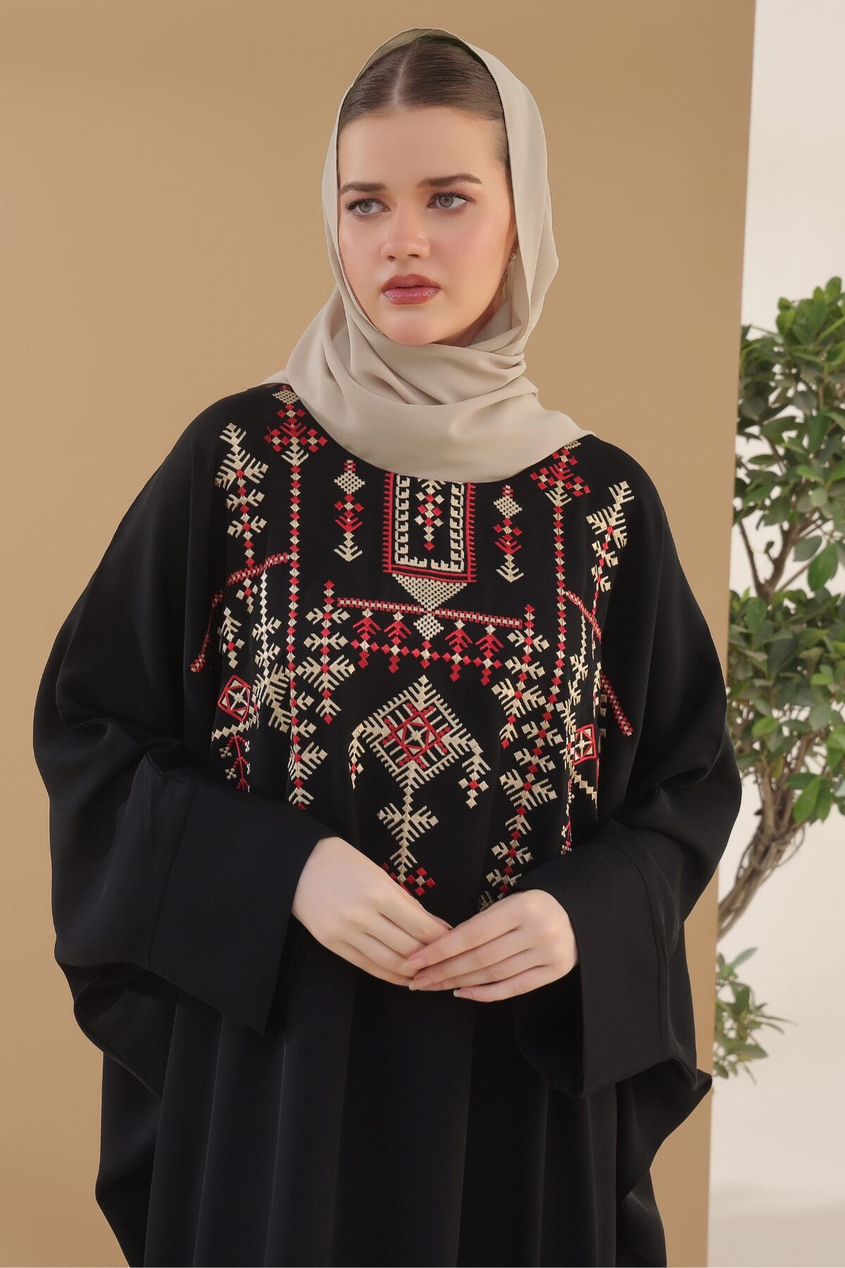 Black Tatreez Kaftan