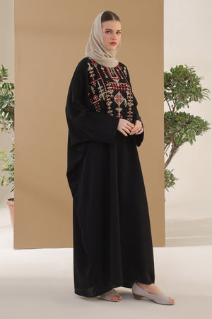Black Tatreez Kaftan