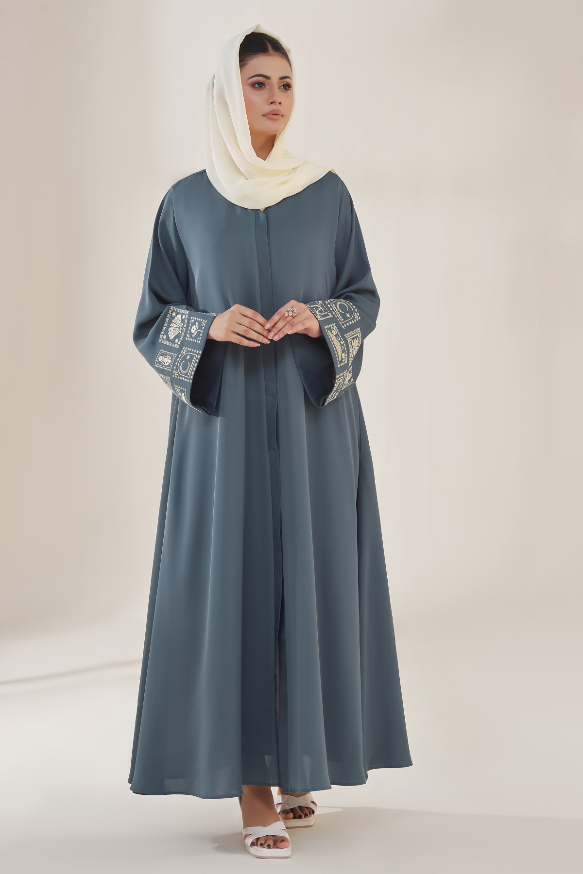 Blue Dianne Embroidered Abaya