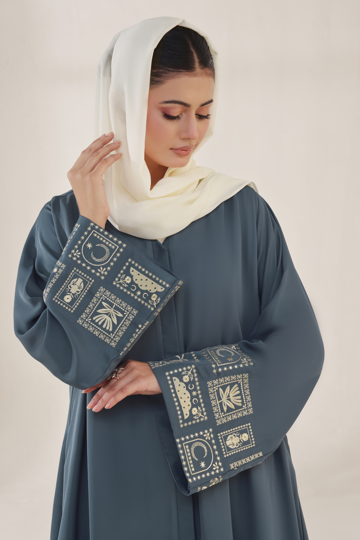 Blue Dianne Embroidered Abaya