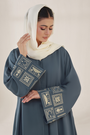 Blue Dianne Embroidered Abaya