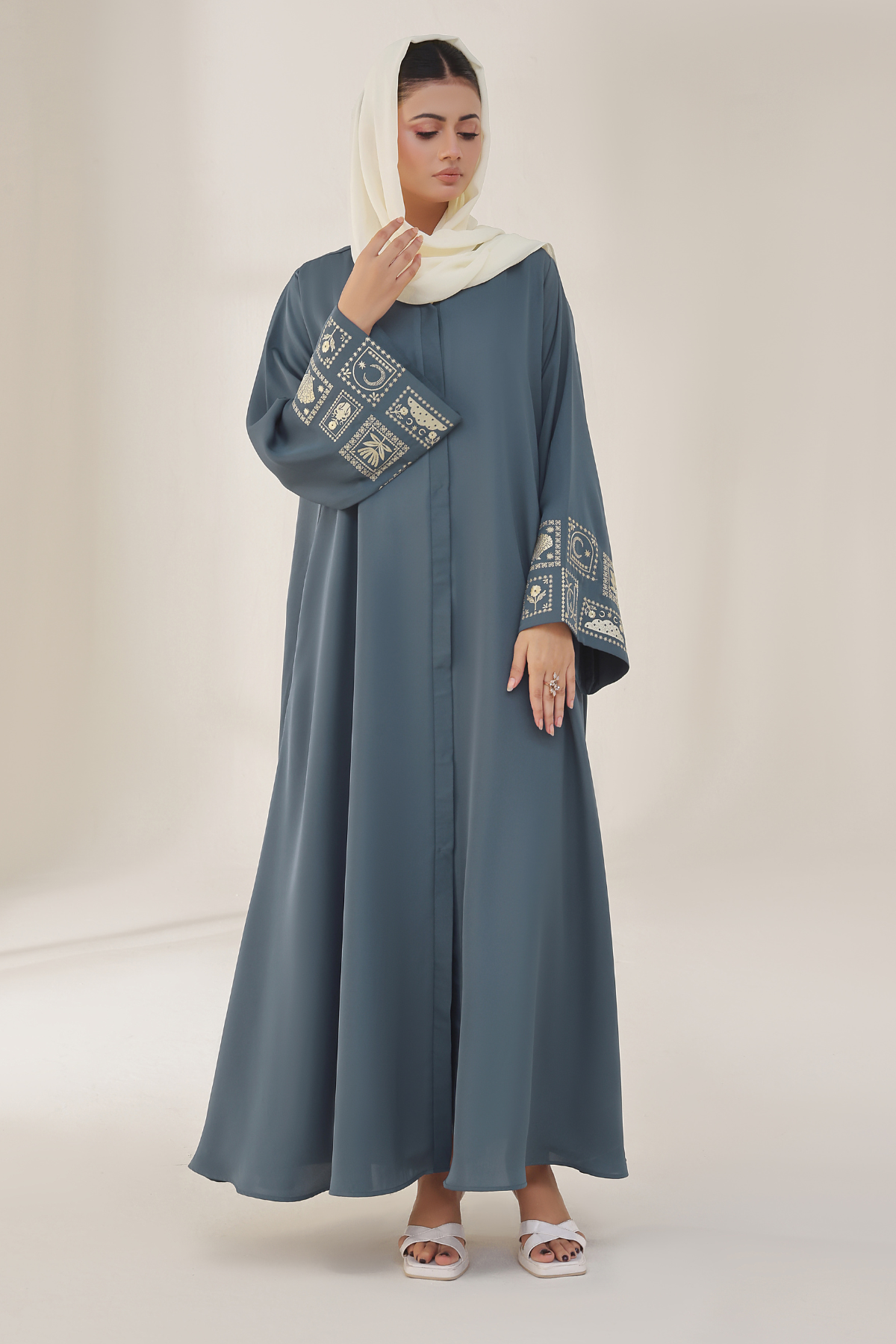 Blue Dianne Embroidered Abaya