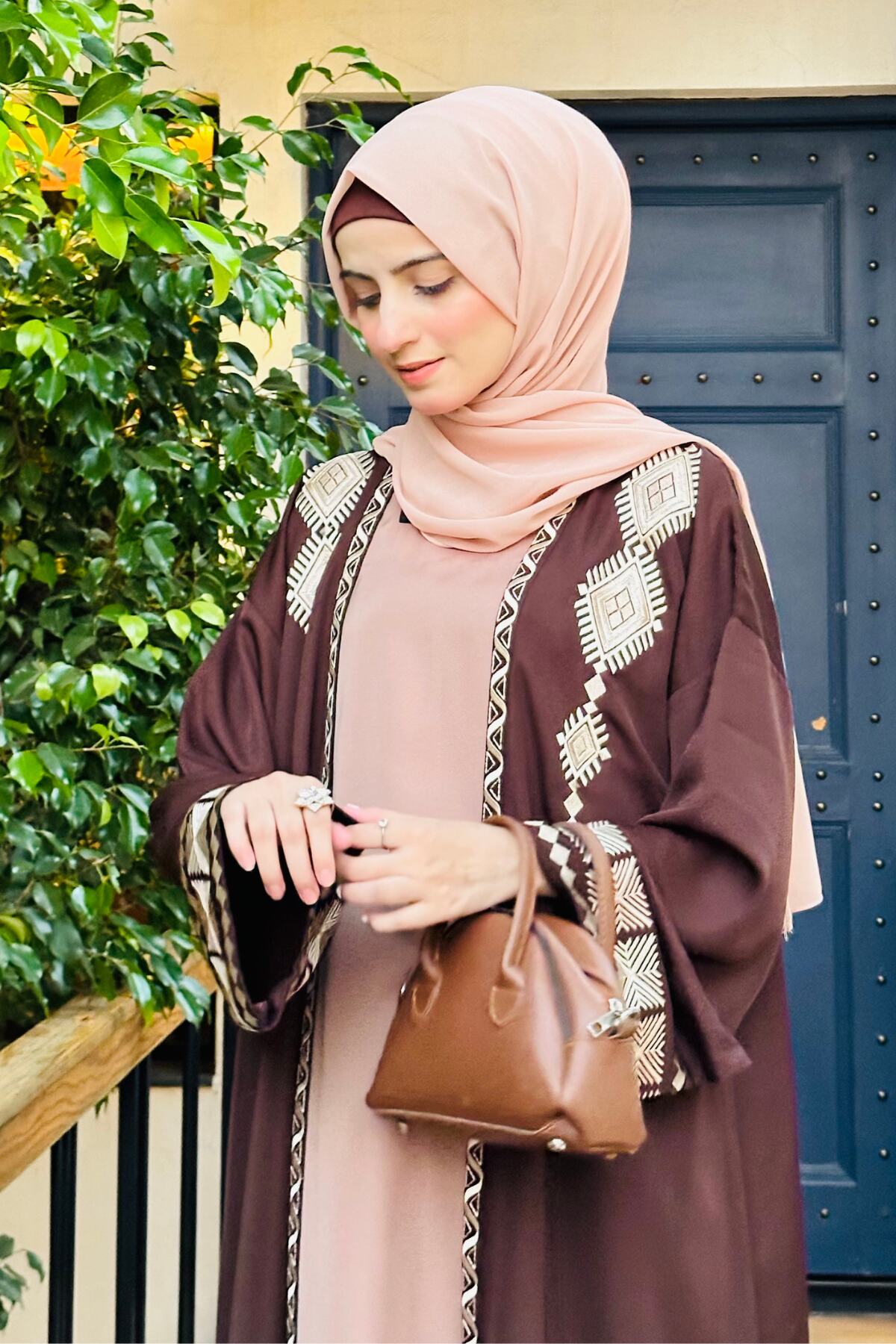 Brown Tribal Kimono Abaya