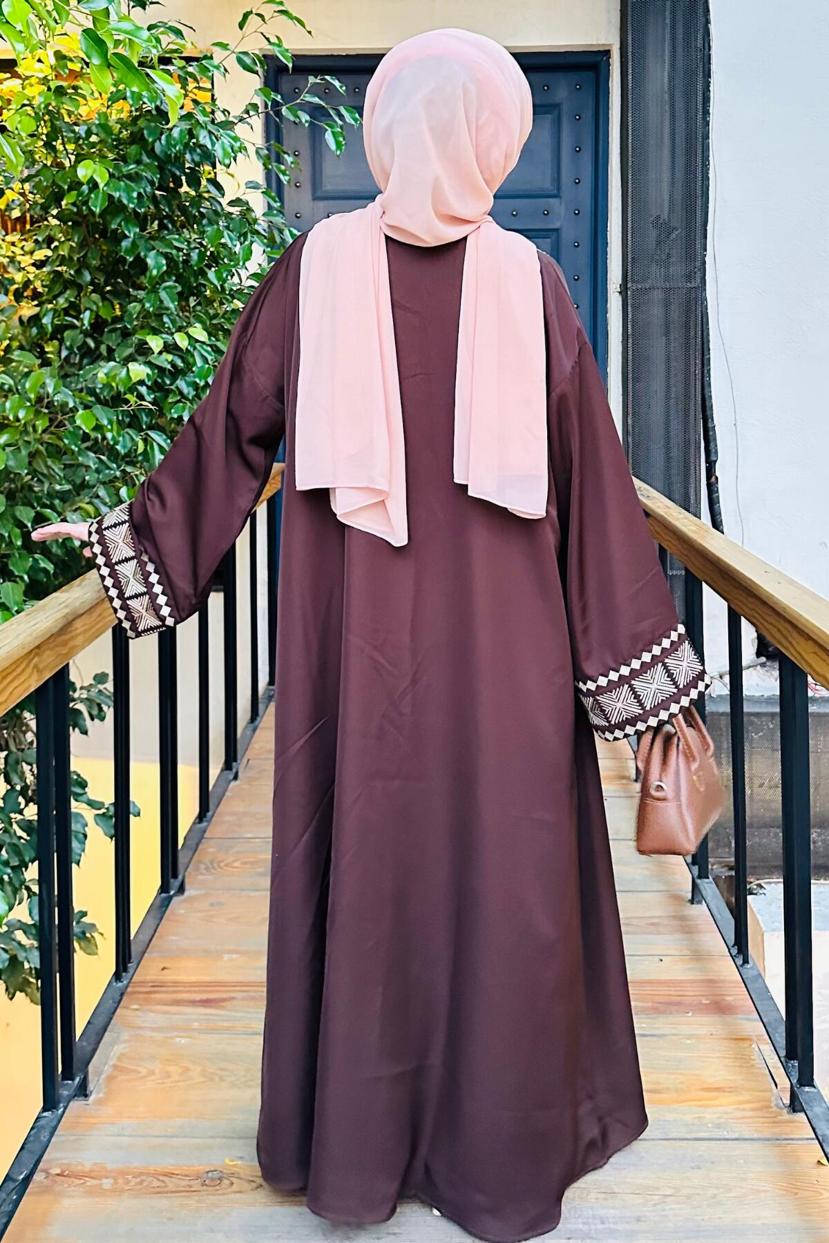 Brown Tribal Kimono Abaya