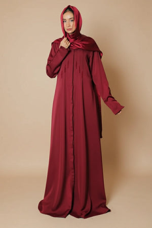 Burgundy Flare Abaya
