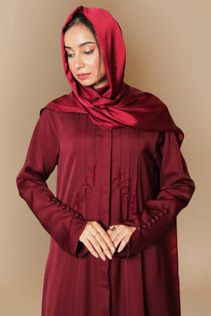 Burgundy Flare Abaya