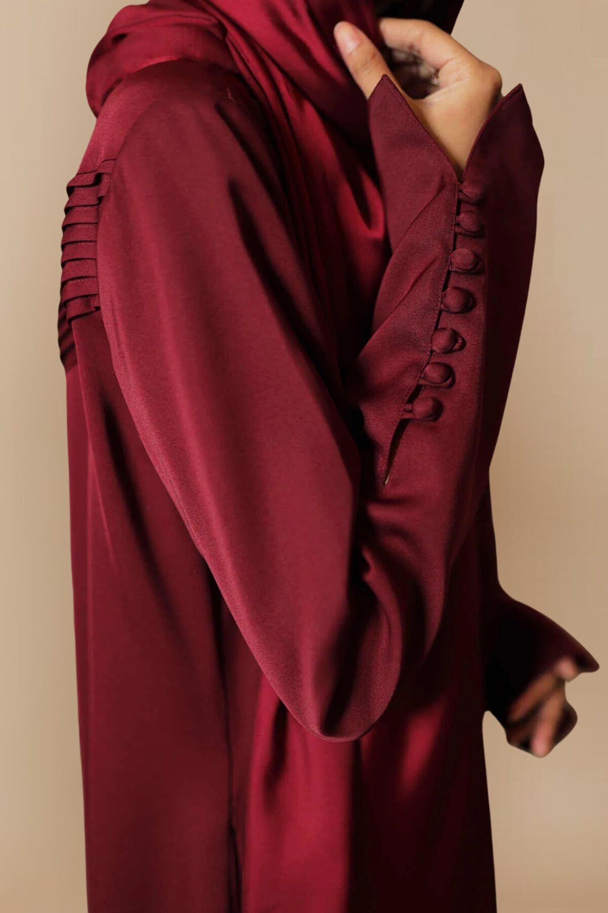 Burgundy Flare Abaya