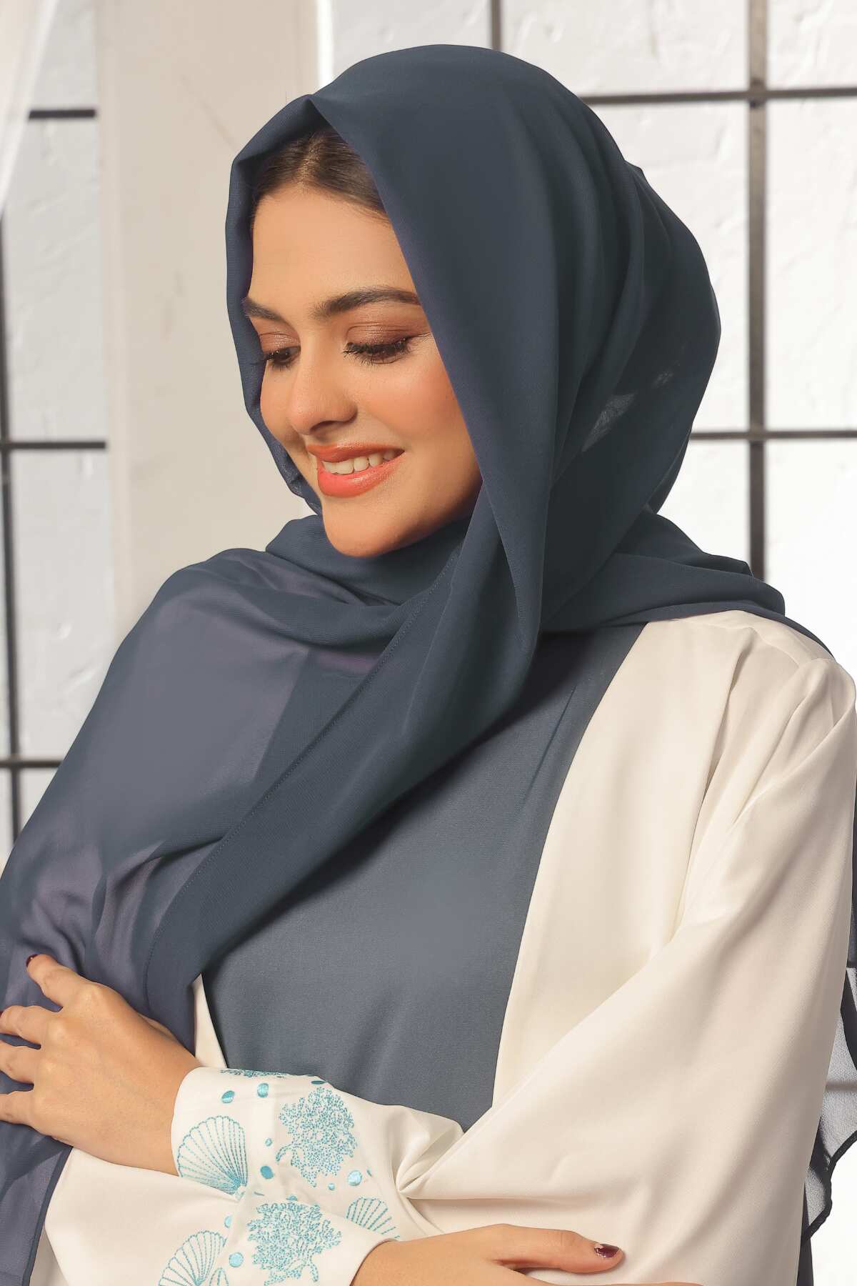 Charcoal Blue Georgette Hijab