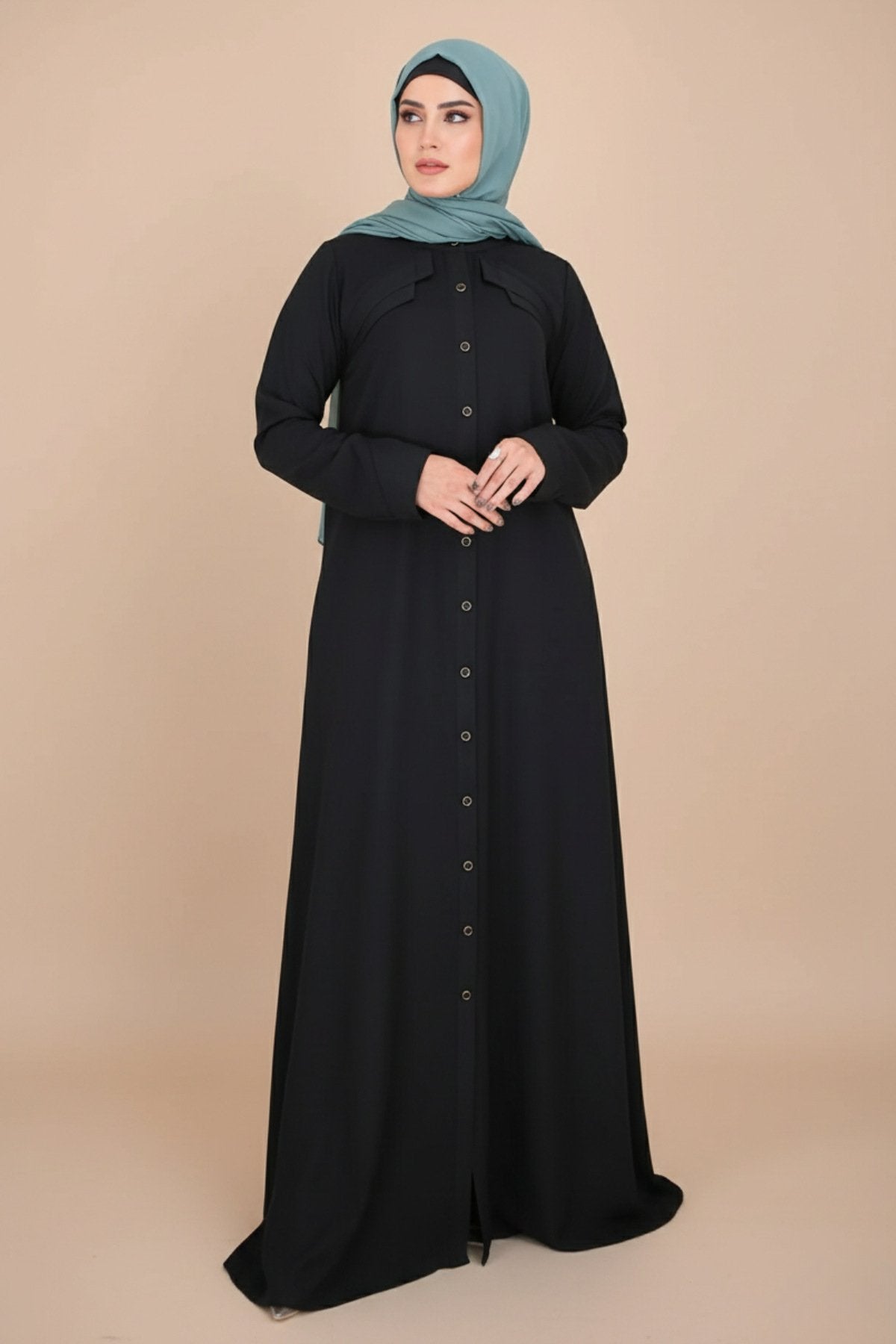 Black Lapel Abaya