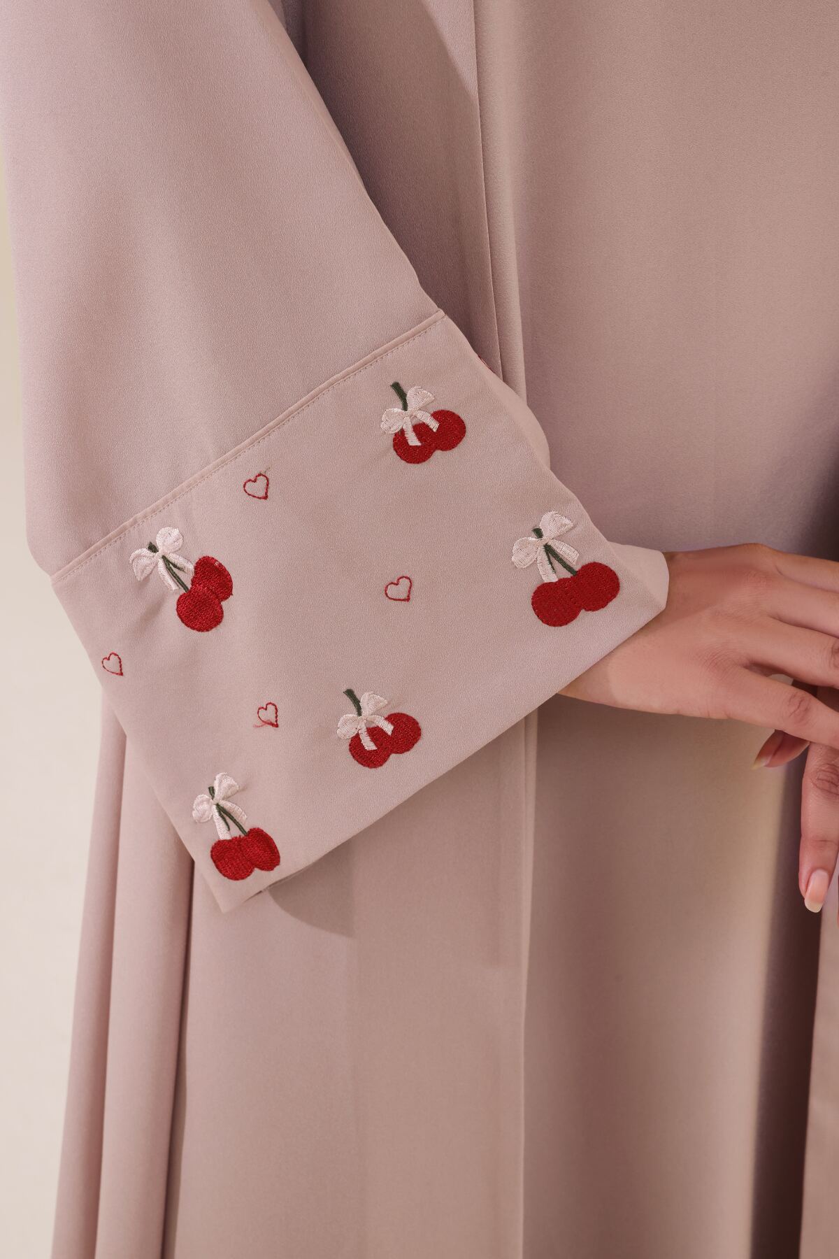 Cherry Bow Embroidered Abaya