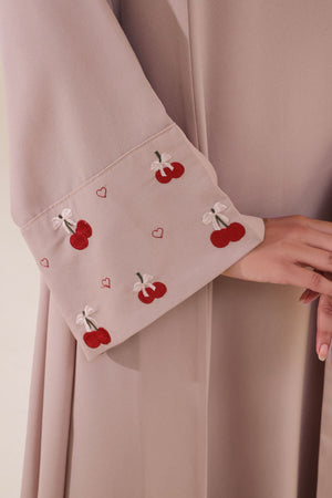 Cherry Bow Embroidered Abaya