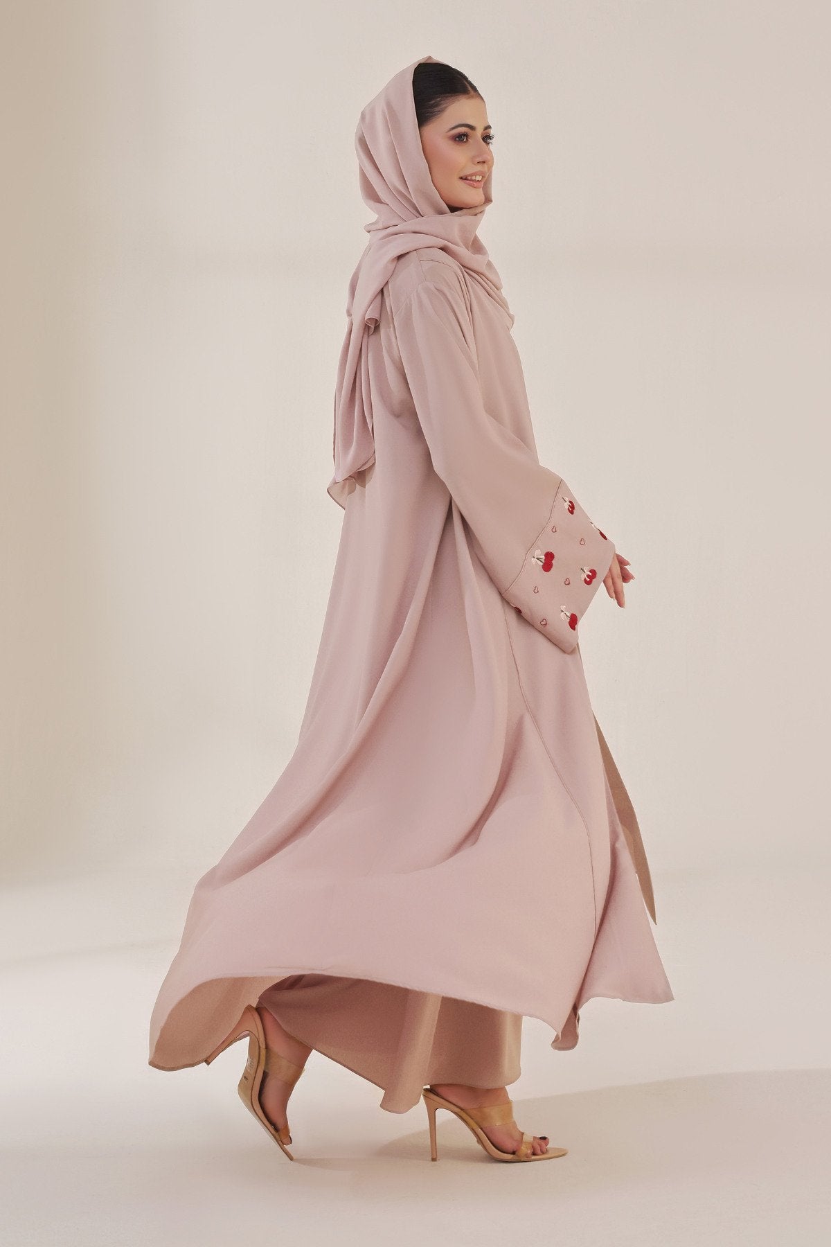 Cherry Bow Embroidered Abaya