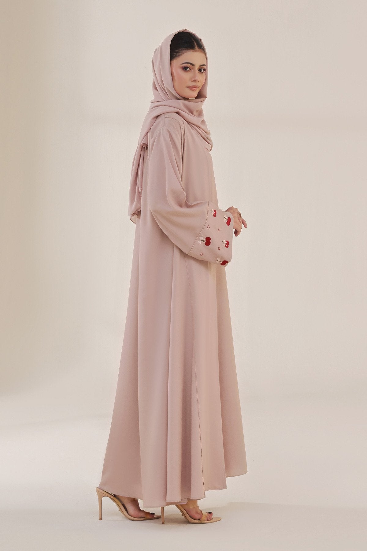Cherry Bow Embroidered Abaya
