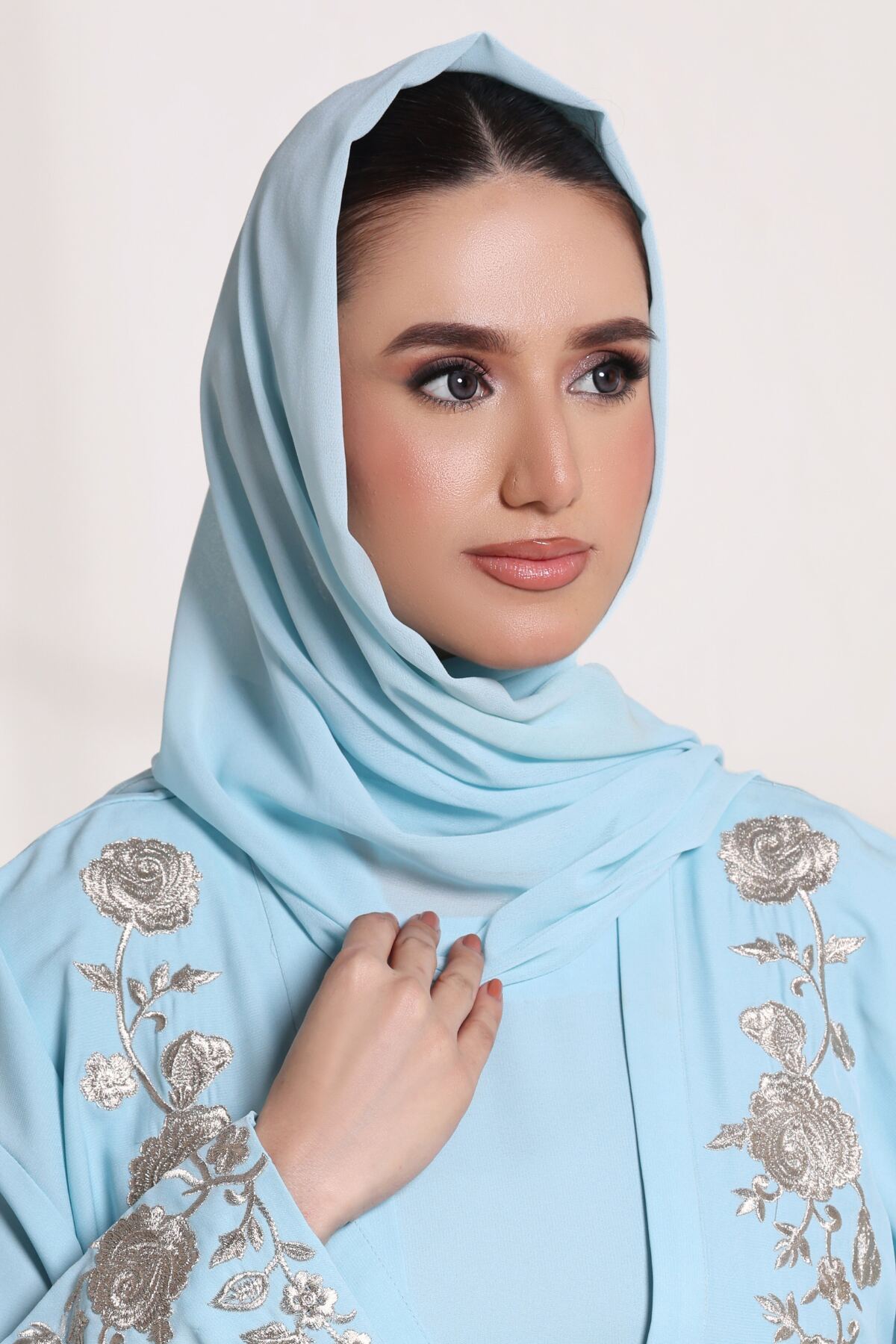 Cloudy Blue Georgette Hijab