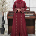 Deep Carmine Embroidered Abaya