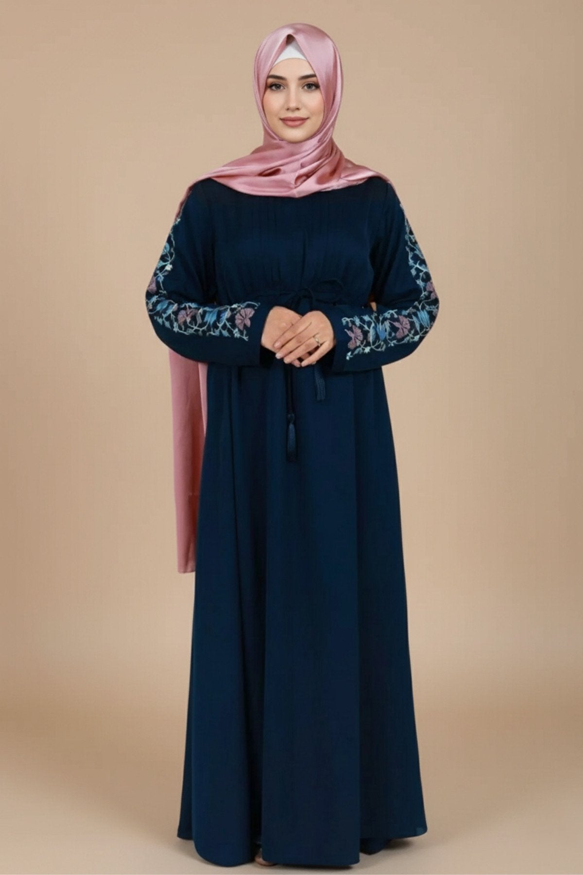 Deep Navy Embroidered Abaya