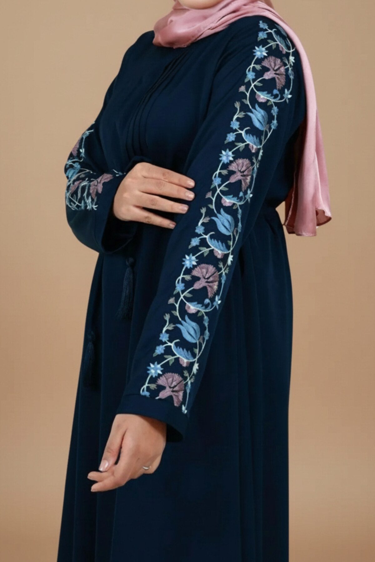 Deep Navy Embroidered Abaya