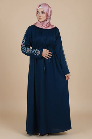 Deep Navy Embroidered Abaya