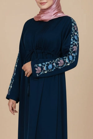 Deep Navy Embroidered Abaya