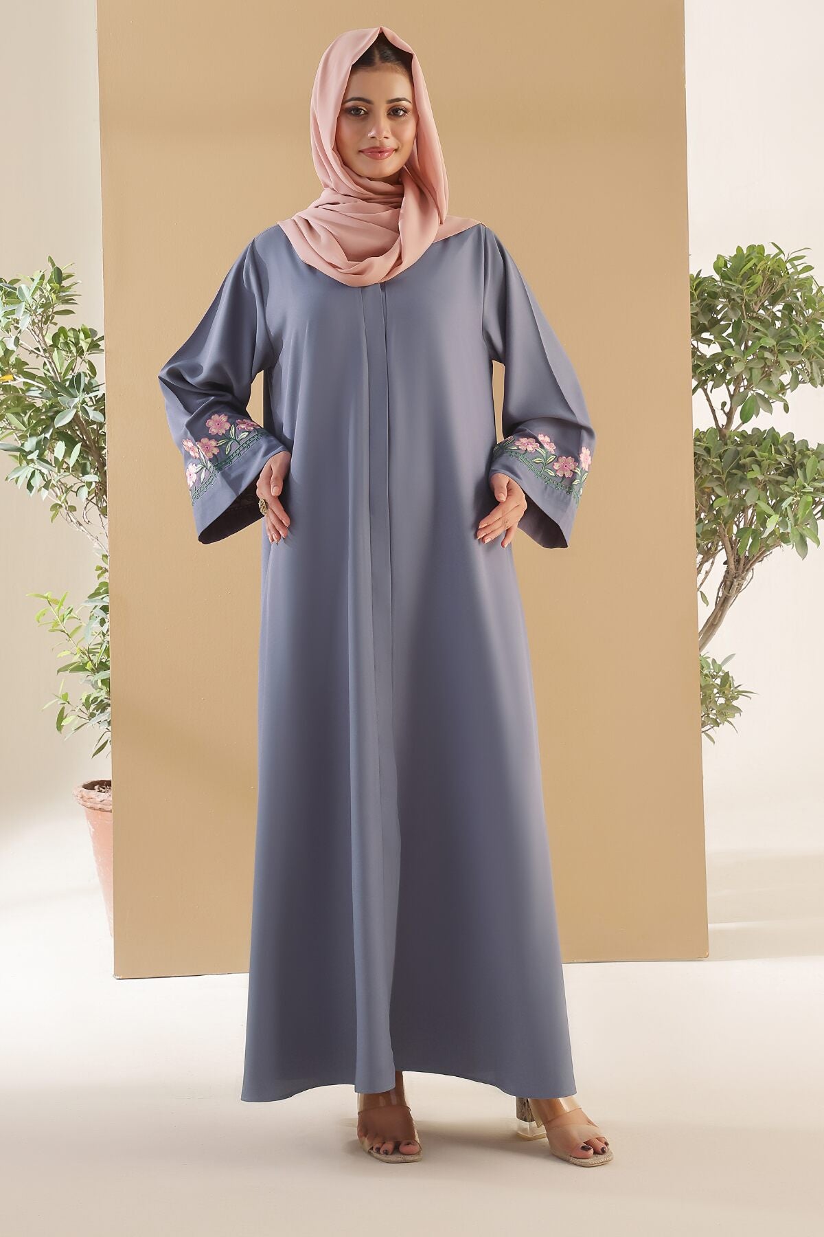 Dolphin Bloom Embroidered Abaya